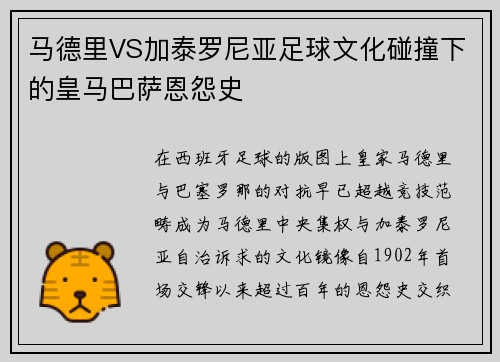 马德里VS加泰罗尼亚足球文化碰撞下的皇马巴萨恩怨史